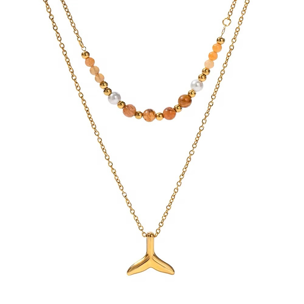 18K Gold Plated Layered Fishtail Necklace | Waterproof & Sweatproof